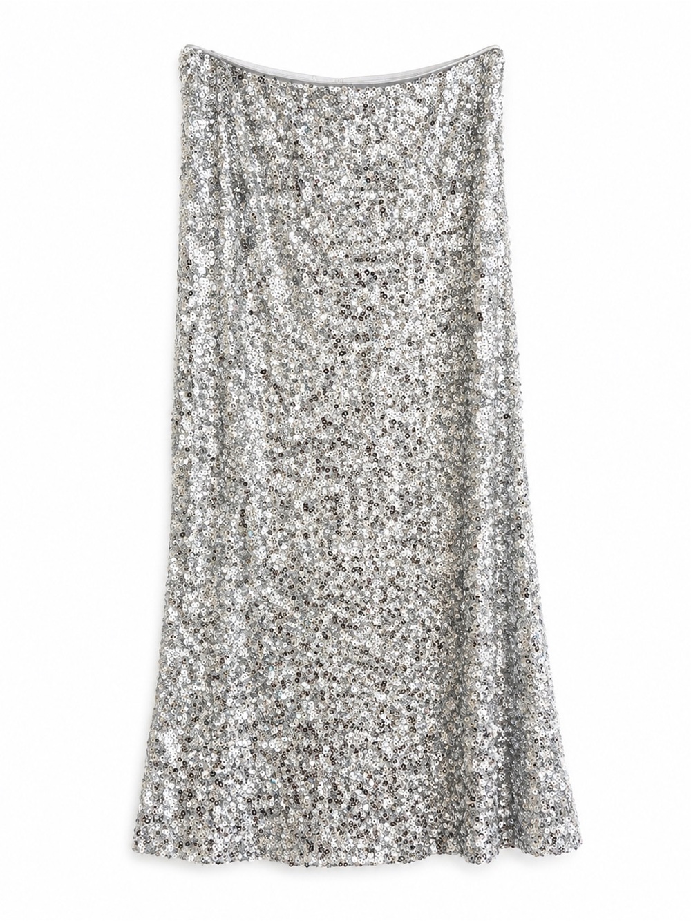 Mango Silver Sequin Midi Skirt